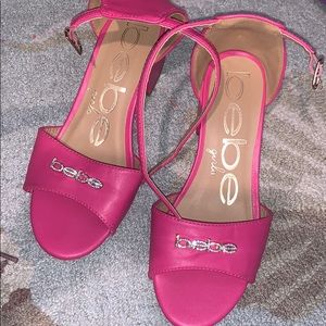 Girls BeBe pink strap heels